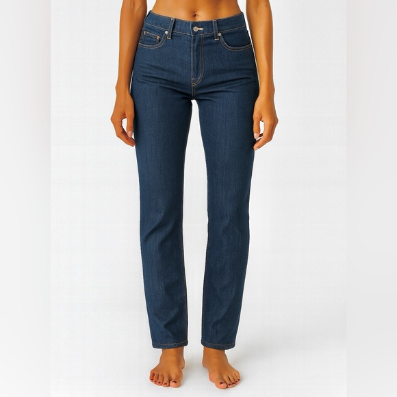 PRADA Dark Wash Mid High Rise Straight Leg Jeans Women Luxury Designer Denim 33 - Picture 6 of 17